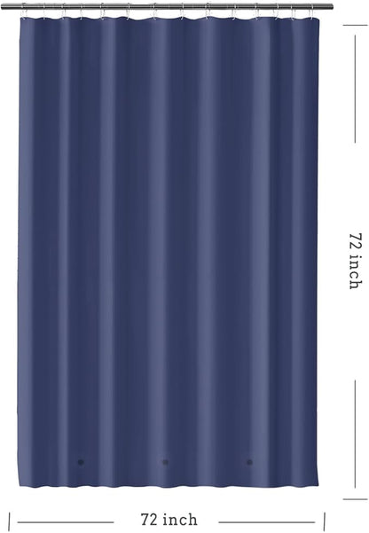 Navy Blue Shower Curtain Liner, 4G PEVA Shower Liner, Plastic Waterproof Shower Curtains, 72x72 inch with Grommet Holes 3 Magnetic Weights