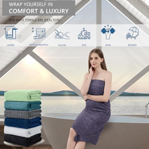 Bath Towel Set of 4 Extra Large Bath Sheet 35"x70" Oversized Bath Towel Soft Microfiber Bathroom Towel for Adults Highly Absorbent Quick Dry Towel Set for Bathroom,Hotel,Shower Bath Sheet Towel Plum