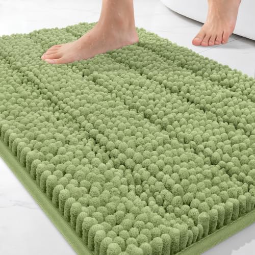 Bcoimo Small Bath Rug Mat,Sage Chenille High Absorbent Bathroom Floor Mats