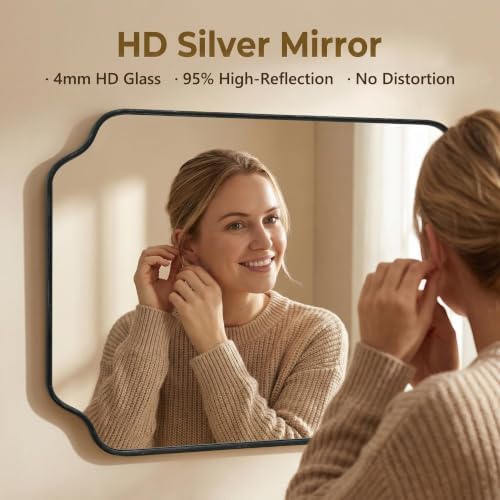 Besdomus Black Modern Bathroom Mirror: 24"x36" Minimalist Vanity Mirrors