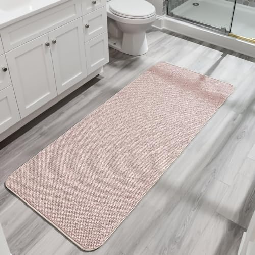 Bath Mat,Ultra Thin Bathroom Runner Rugs,Large Bath Mats for Bathroom,Quick Dry,Non-Slip,Machine Washable,Low Pile,Bath Rug,Shower Outside,Sink,Home Decor Accessories.Beige,1'5"x4'11"（17x59inch）
