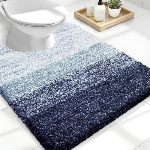 OLANLY Luxury Toilet Rugs U-Shaped 24x20, Soft Absorbent Microfiber Mat