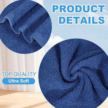 Washcloths Set, 12-Pack Cotton Wash Cloths, 12x12 Inch Blue
