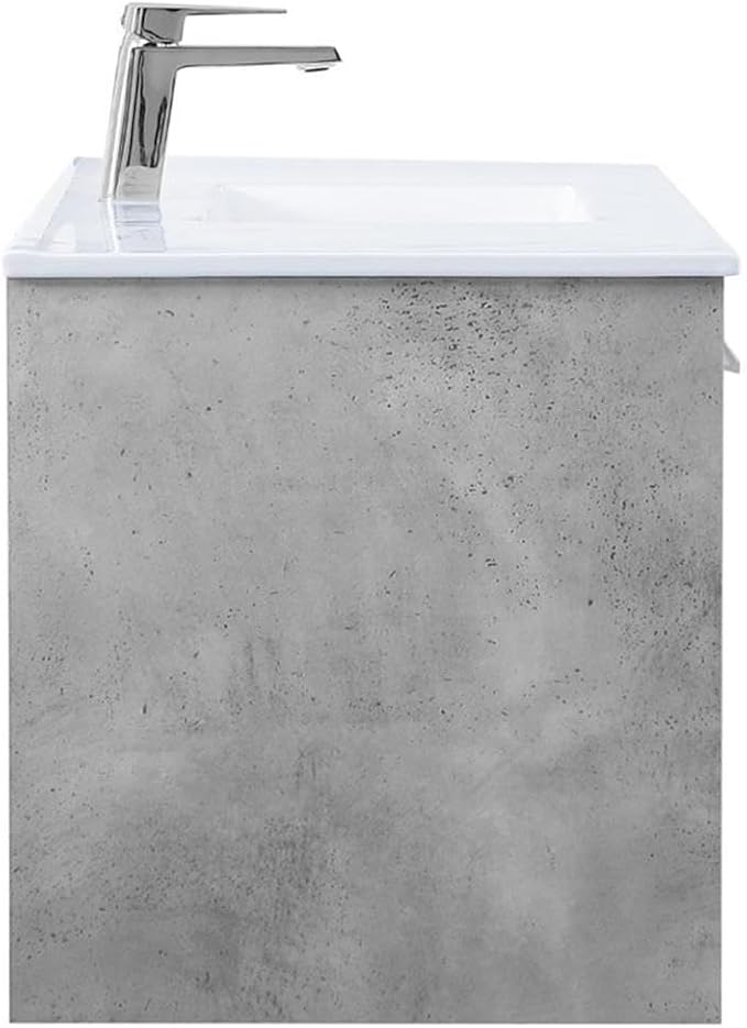 Elegant Decor Kasper 48" Single Porcelain Top Floating Bathroom Vanity in Gray