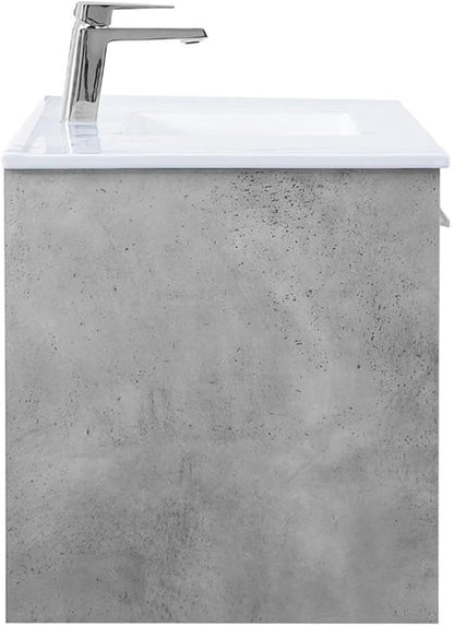 Elegant Decor Kasper 48" Single Porcelain Top Floating Bathroom Vanity in Gray