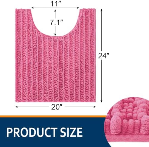 Smiry Bathroom Toilet Rugs U Shaped 24X20, Chenille Bath mats for Toilet