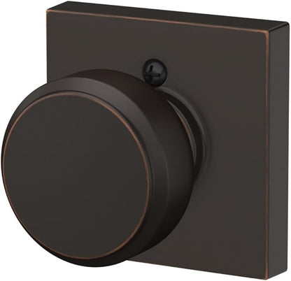 Schlage F10 BWE 716 COL Bowery Knob with Collins Trim Hall & Closet Passage Door Lock, Aged Bronze