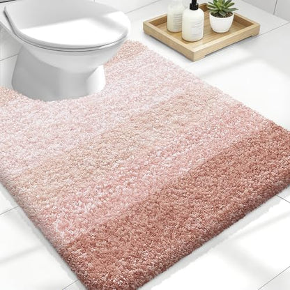 OLANLY Luxury Toilet Rugs U-Shaped 24x20, Soft Absorbent Microfiber Mat