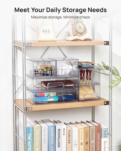 Vtopmart Clear Stackable Storage Drawers Set of 5, Plastic Organizer Bins