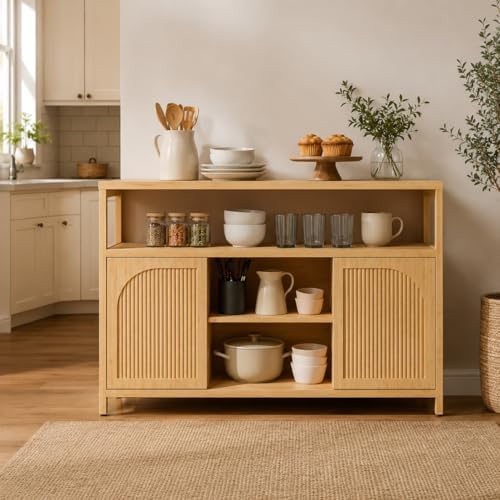 49" Bamboo Buffet Cabinet with Storage, Natural Sideboard Cabinet