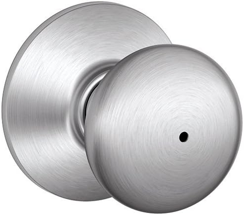 Schlage F40 PLY 626 Plymouth Door Knob, Bed & Bath Privacy Lock, Satin Chrome