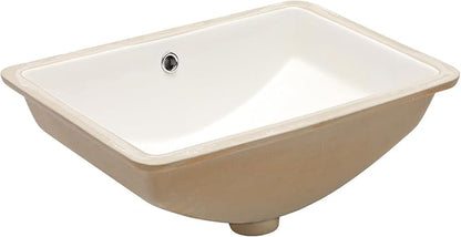 18 Inch Undermount Bathroom Sink - 18"x14" White Rectangle Porcelain Ceramic Sink with Overflow,Compact Undercounter Vanity Lavatory for Bathrooms