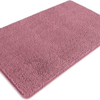 Bathroom Rugs 30 x 50 Inch – Extra Large Bath Mat | Absorbent and Washable Thick Chenille Bath Rugs Non-Slip Runner Rug for Bathroom, Shower, Tub(Dusty Rose)