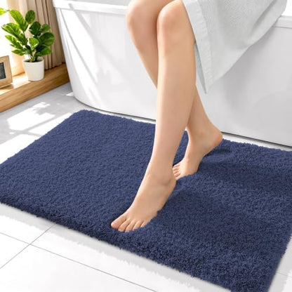 OLANLY Microfiber Bathroom Rugs 36x24, Soft Highly Absorbent Bath Mat, Navy