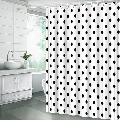 Polka Dot Shower Curtain Black White Retro Spot Vintage Fabric Decorative Bathroom Curtains with Hooks,70" Wx78 H