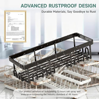 Veken Shower Caddy 3-Pack, Advanced Rustproof Design, No Drilling Adhesive Shelves, Rack with Soap Holder, Large Capacity Bathroom Organizers and Storage, Wall-Mounted Kitchen & Home Decor, Black