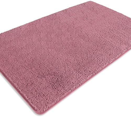 Bathroom Rugs 36 x 60 Inch – Extra Large Bath Mat | Absorbent and Washable Thick Chenille Bath Rugs Non-Slip Runner Rug for Bathroom, Shower, Tub(Dusty Rose)