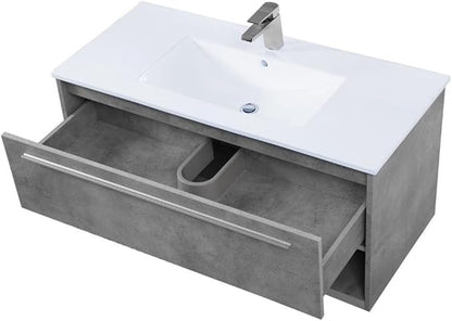 40 Inch Single Bathroom Floating Vanity in Concrete Grey