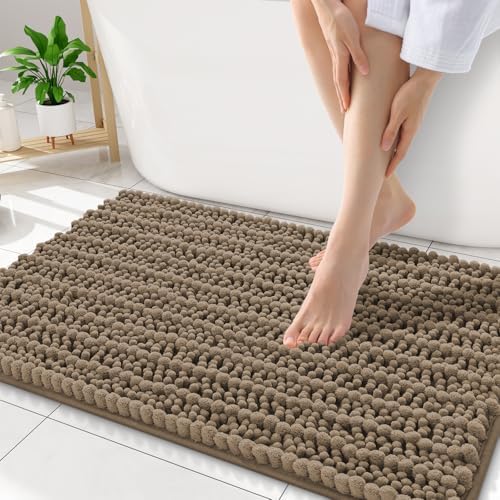 Smiry Bathroom Rugs 34X21, Extra Soft Rubber Backing Chenille Bath Mats