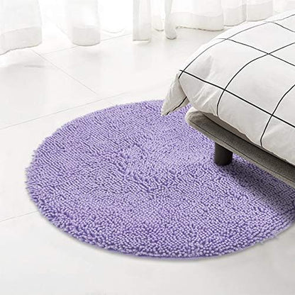 Large Round Area Rug Set for Bathroom 36"x36" Soft Plush Chenille Bath Mat, Water Absorbent Non-Slip Bathroom Rug | Washable Shag Carpet for Shower, Bedroom, or Home Décor | 36"x36" Round | Lavender