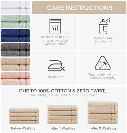 Comfort Spaces 4 Pc Bath Sheet Set 30x60, 100% Cotton 400GSM, Beige Tan
