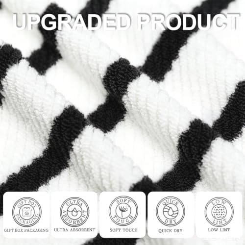 VOOVA & MOVAS 6PC Towel Set, 100% Cotton, Black White