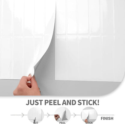 Peel and Stick Backsplash 3D Wall Tiles,Self-Adhesive,Oil Proof,Waterproof, Removable Wall Panels for Kitchen & Bathroom,Modern Design, Easy Install (10.7ft，12x9 inch,14 Pack) (White)