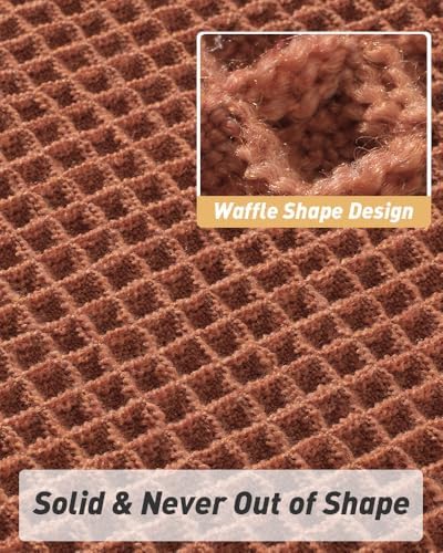 AMOAMI Upgraded Waffle Bath Mat, Super Absorbent Non Slip Bath Mats for Bathroom Floor, Machine Washable Bathroom Rugs with Tassels, Rubber Backed Bathroom Mats, Ultra Soft, 18" x 30", Dirty Orange