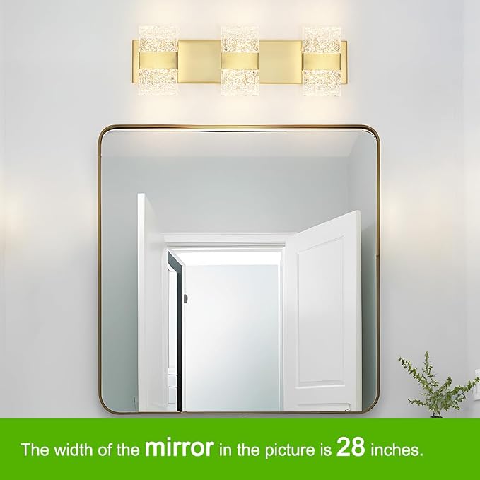 Bathroom Vanity Light Fixture, Modern Brushed Gold LED Vanity Light, Dimmable 19W LED Wall Sconce Lighting for Bathroom, Bedroom, Perfect for Makeup & Shaving