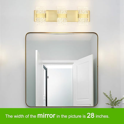 Bathroom Vanity Light Fixture, Modern Brushed Gold LED Vanity Light, Dimmable 19W LED Wall Sconce Lighting for Bathroom, Bedroom, Perfect for Makeup & Shaving