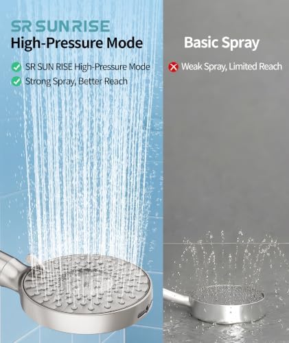 SR SUN RISE Filtered Shower Head with Handheld High Pressure 9 Spray Mode Showerhead Detachable Shower Head Water Softener Filters Beads for Hard Water Remove Chlorine 1 Filter 1.8GPM Brushed Nickel