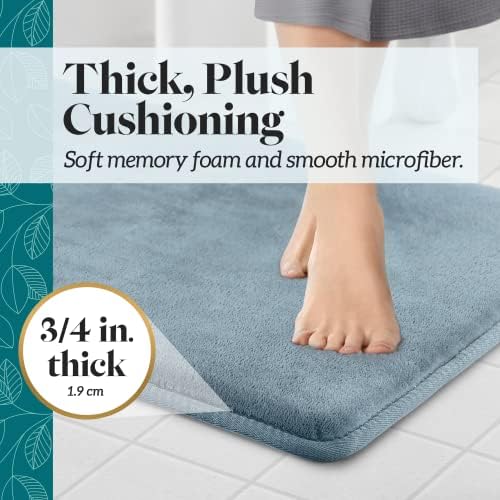 Memory Foam Bath Mat Non Slip Absorbent Super Cozy Velvet Bathroom Rug Carpet (72 inches X 24 inches, Smoke Blue)