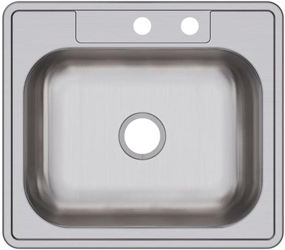 Elkay D12522MR2 22 Gauge Stainless Steel Single Bowl Top Mount Kitchen Sink, 25 x 22 x 6.5625"