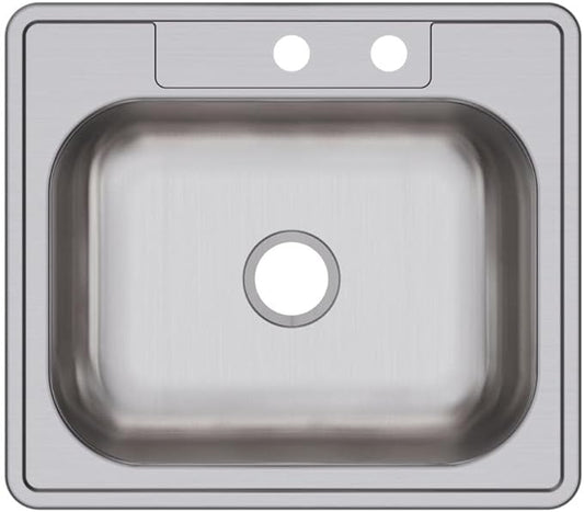 Elkay D12522MR2 22 Gauge Stainless Steel Single Bowl Top Mount Kitchen Sink, 25 x 22 x 6.5625"