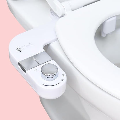 Bidet Attachment for Toilet,Dual Nozzle Bidet Toilet Seat,Non-Electric Ultra-Thin Bidets for Frontal & Rear Wash, Adjustable Water Pressure,Fresh Water Bidet, Easy Installation,White