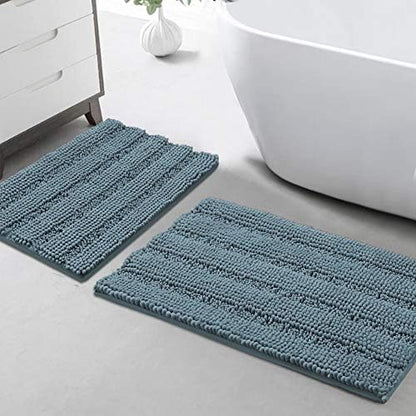 Turquoize Bathroom Rug Set, 2 Piece Soft Absorbent Chenille Bath Rug Set