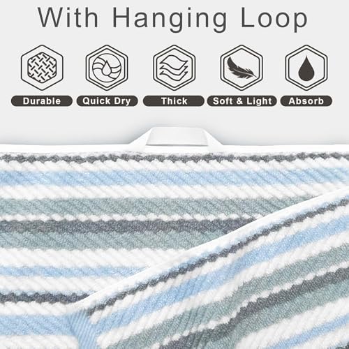 VOOVA & MOVAS Blue Striped Towels 3 Pack, Cotton Blend