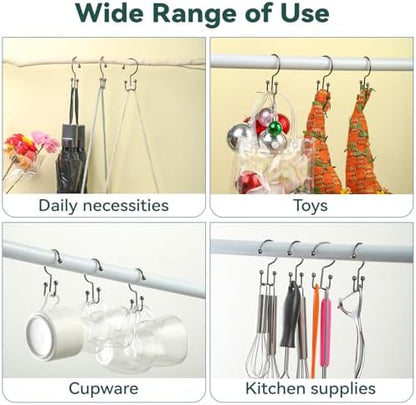 Goowin Shower Curtain Hooks, 12 Pcs Shower Curtain Rings, Durable Shower Curtain Rings Rust Proof, Double Glide Shower Rings for Curtain, Simple Shower Hooks for Shower Curtain & Liner, Bronze