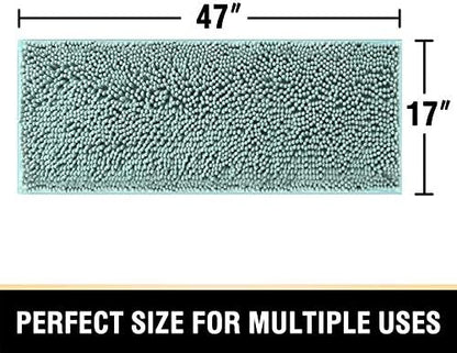 H.VERSAILTEX Bathroom Rugs Bath Mats Non Slip Luxury Chenille Bathroom Runner Rug 47x17 Extra Soft and Absorbent Shaggy Rugs Washable Dry Fast Area Carpet Mats, Tub - Aqua Foam