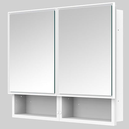 32x26 Inch Medicine Cabinet with Mirror, Bathroom Mirror Cabinet with Double Doors, Extra Storage Space, Bevel Mirror Wall Cabinet, Recessed or Surface Mount
