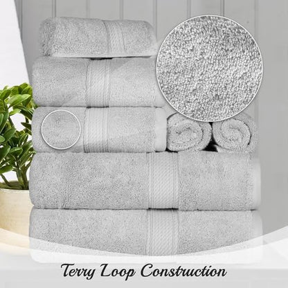 SUPERIOR Egyptian Cotton Pile Heavyweight Bath Sheet, 2 Piece Set, Silver