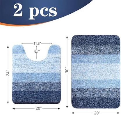 OLANLY Micorfiber Bathroom Rug Set 2 Piece, 30"x20"+U-Shaped 24"x20"