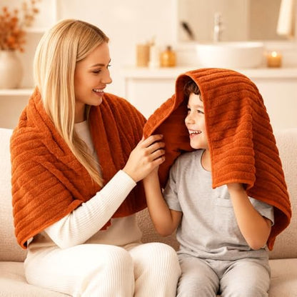 6 PC Bath Towel Set, 40"x80" Oversized Bath Sheets, Burnt Orange