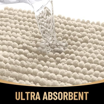 OLANLY Thick Chenille Bathroom Runner Rugs 70x24, Absorbent Bath Mat, Sand