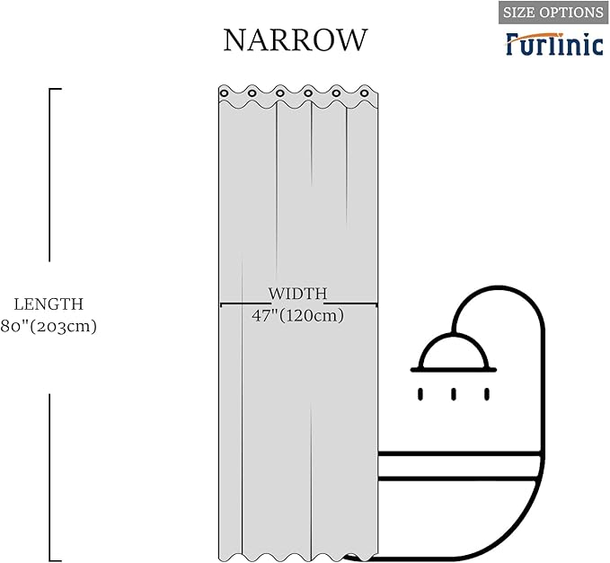 Furlinic Cream Blue No Hook Stall Shower Curtain Liner,Polyester Fabric Bathroom Curtains with 6 Split Grommets,Machine Washable & Waterproof,48x78 Inch