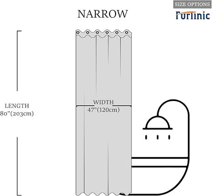 Furlinic Cream Blue No Hook Stall Shower Curtain Liner,Polyester Fabric Bathroom Curtains with 6 Split Grommets,Machine Washable & Waterproof,48x78 Inch