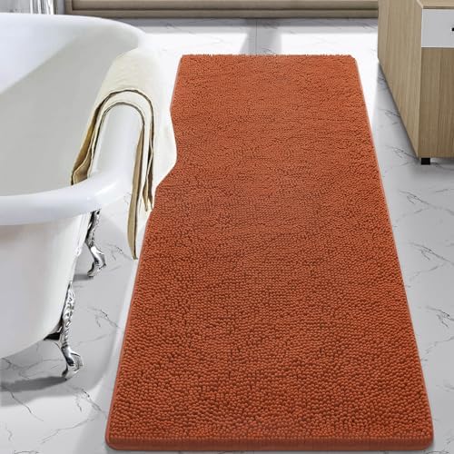 LOCHAS Luxury Bathroom Rug Shaggy Bath Mat 24 x 60 Inch, Burnt Orange