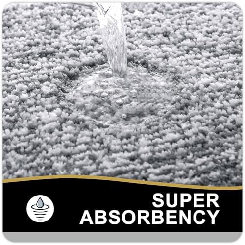 OLANLY Large Bathroom Rugs 47x32, Absorbent Microfiber Bath Rugs, Dark Grey