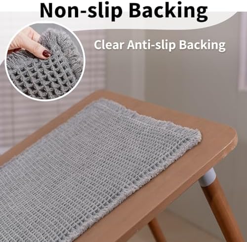 Waffle Bath Mat, Boho Bathroom Rugs Non Slip Washable, 20" x 48"