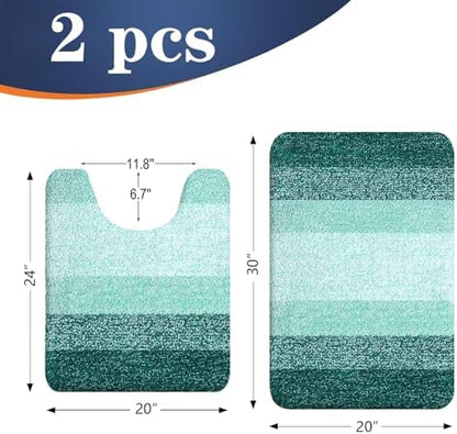 OLANLY Micorfiber Bathroom Rug Set 2 Piece, 30"x20"+U-Shaped 24"x20"